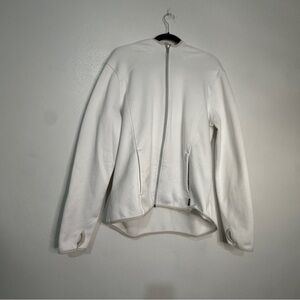 Avia White Zip-Up Hooded Athletic Jacket, Arctic White w/soft silver trim. XL.